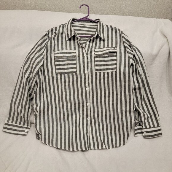 Tops - Womens Casual Striped Blouse